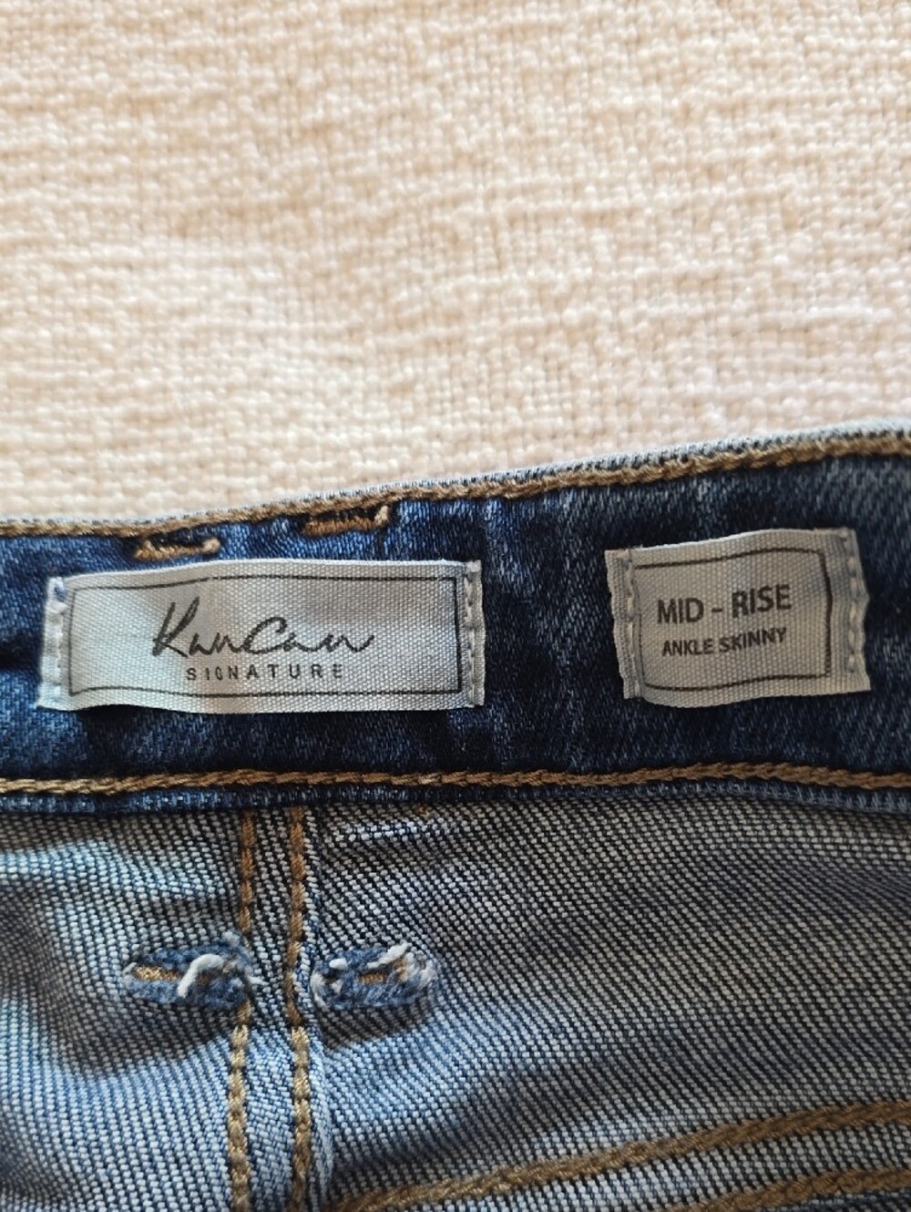 KanCan Blue Skinny Jeans with Raw Hem - Picture 5 of 8
